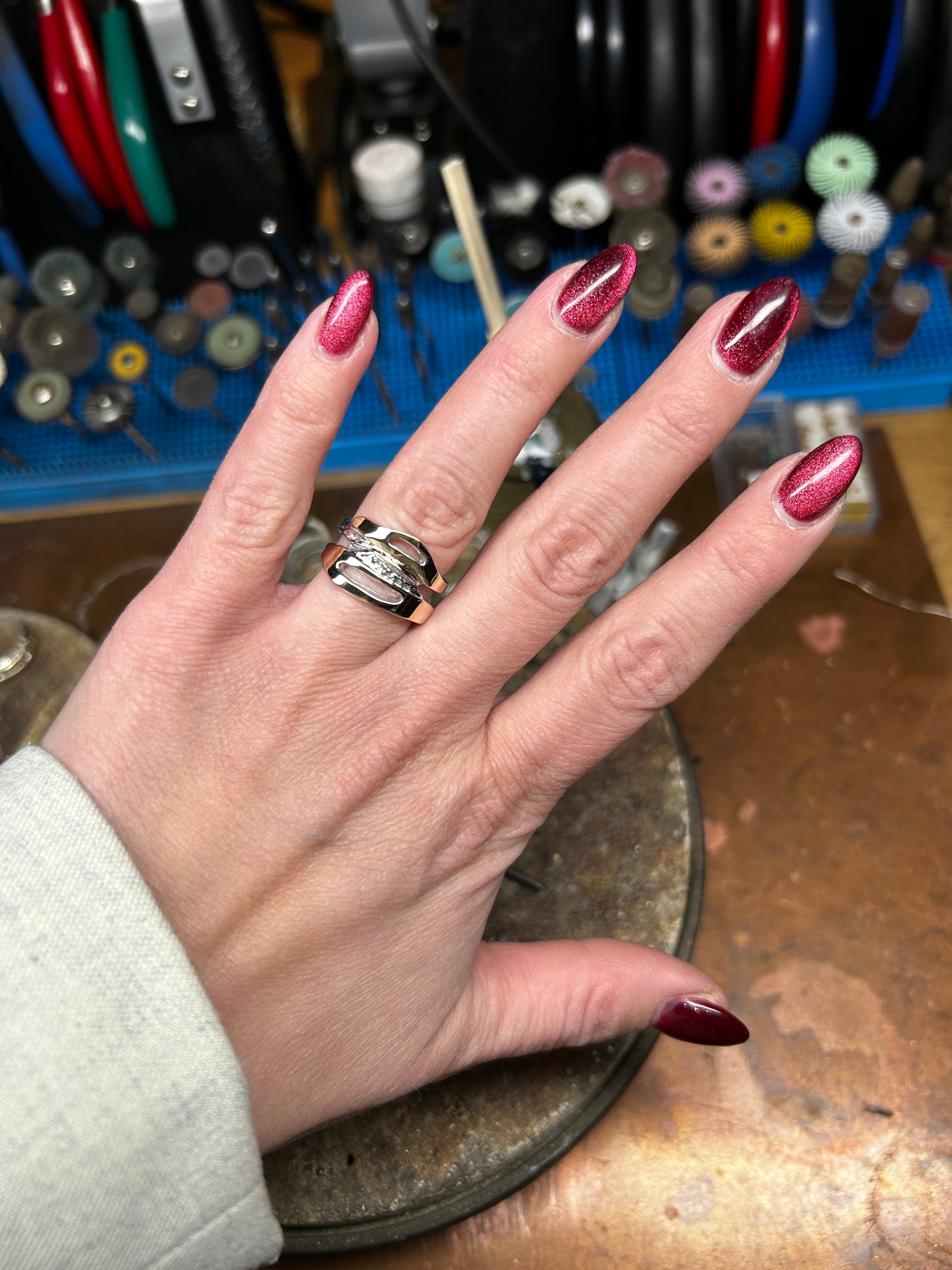 Hringur - silfur og 14kt gull