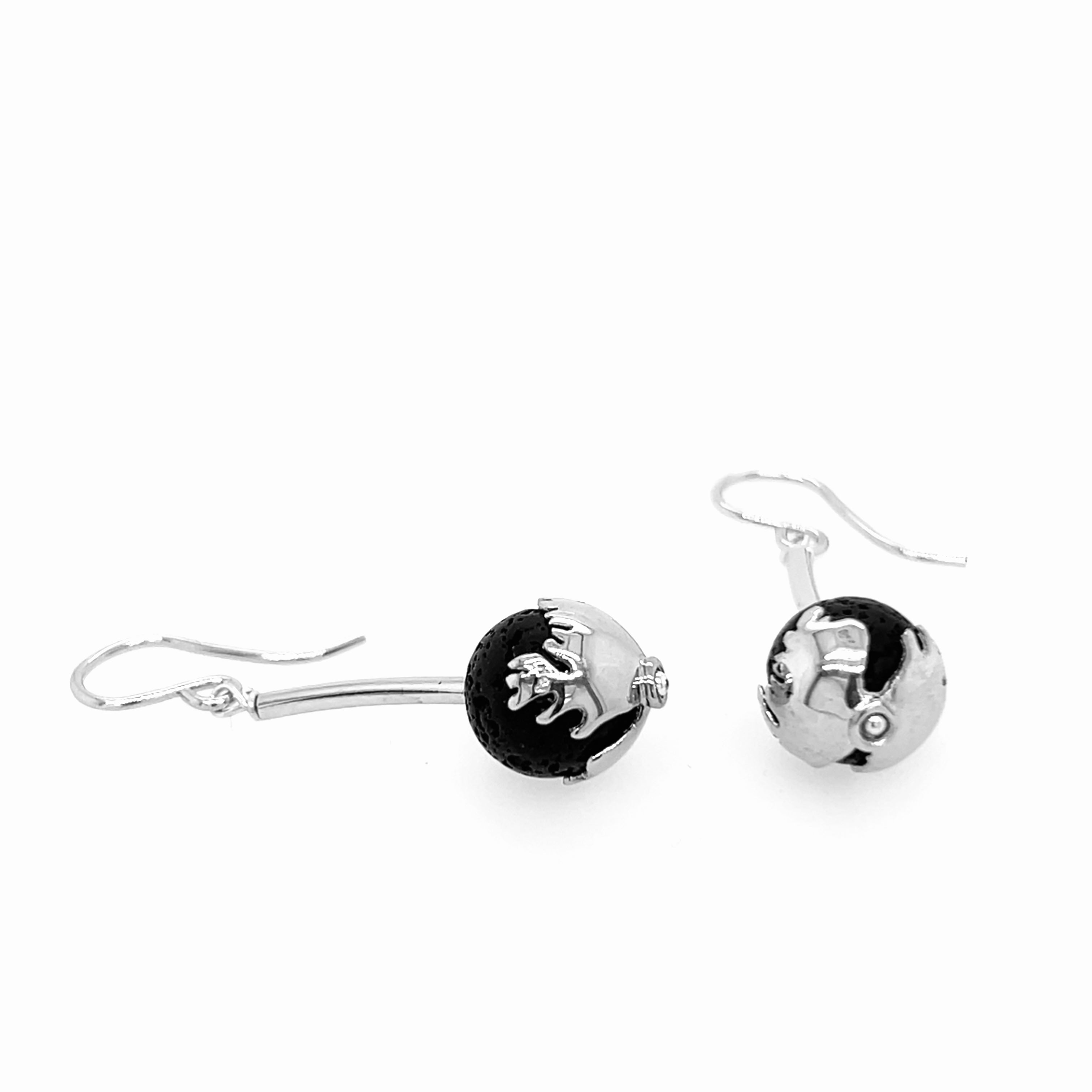 Earrings with map of Iceland - silver - lava