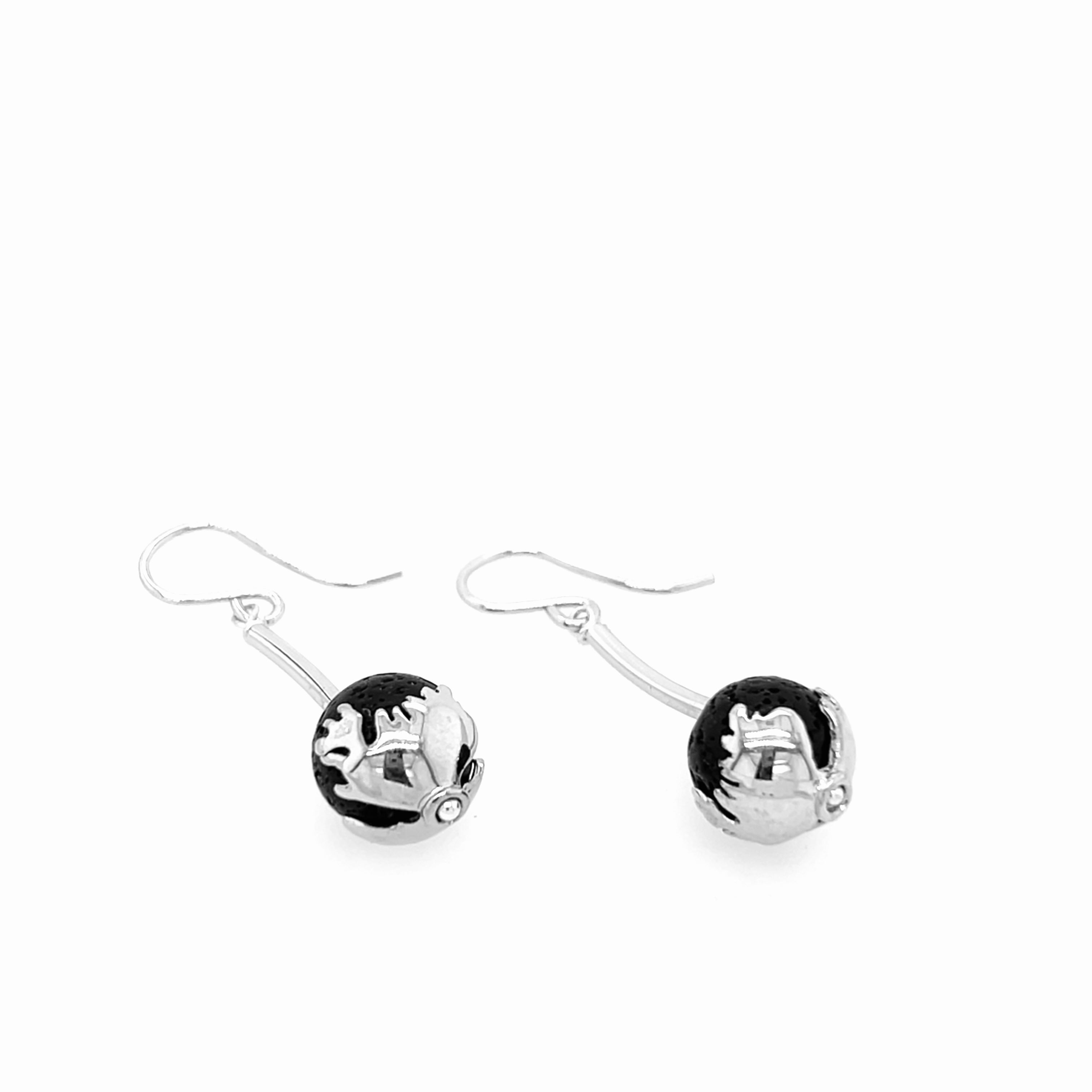 Earrings with map of Iceland - silver - lava
