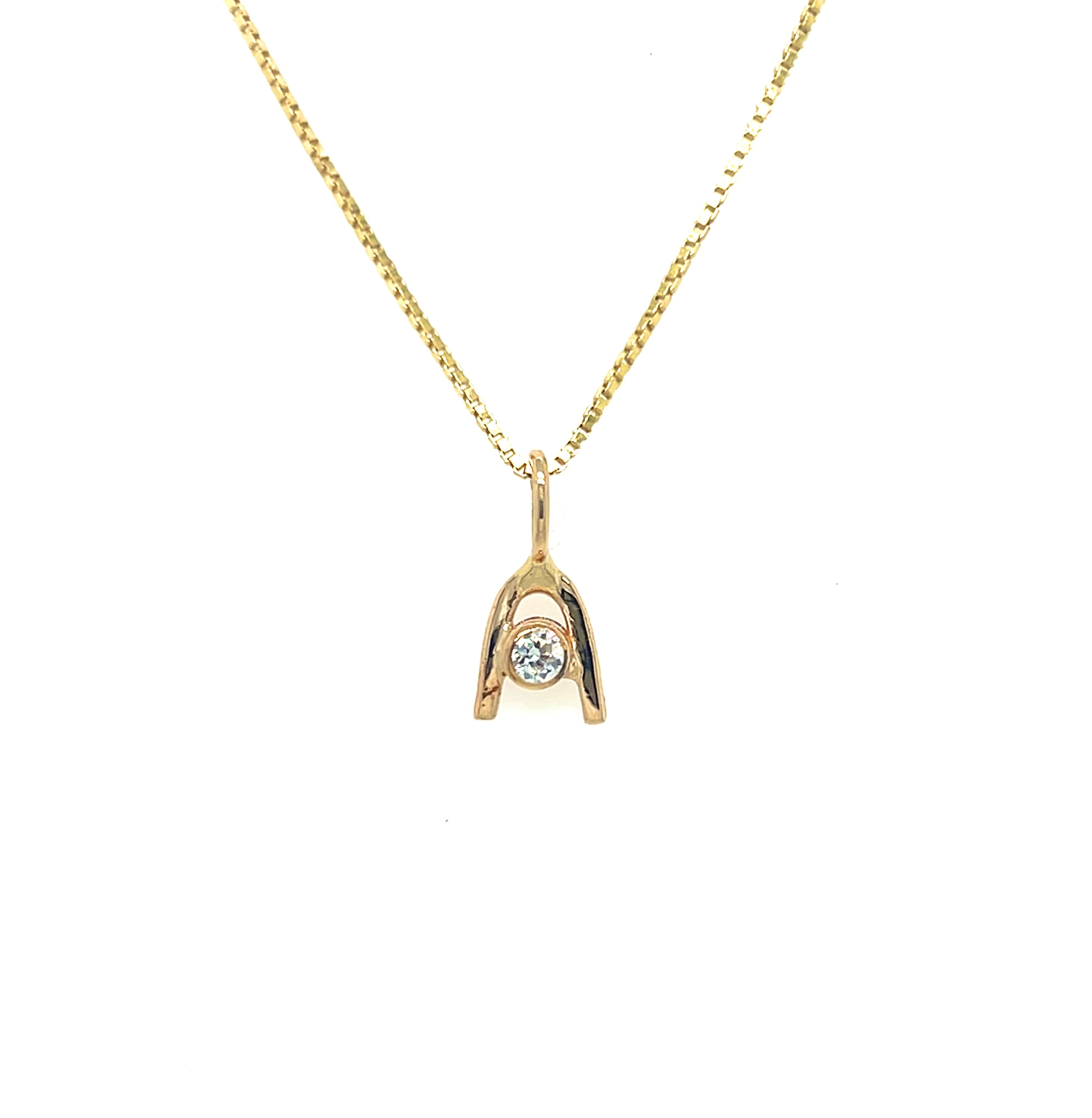 Hálsmen - 14kt gull - Zirkon steinn