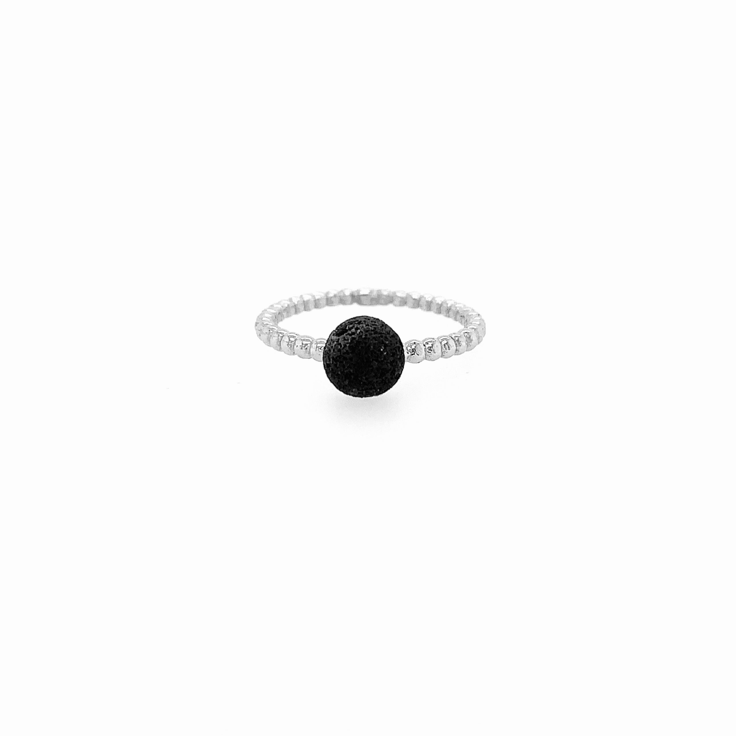 Silver ring with lava.