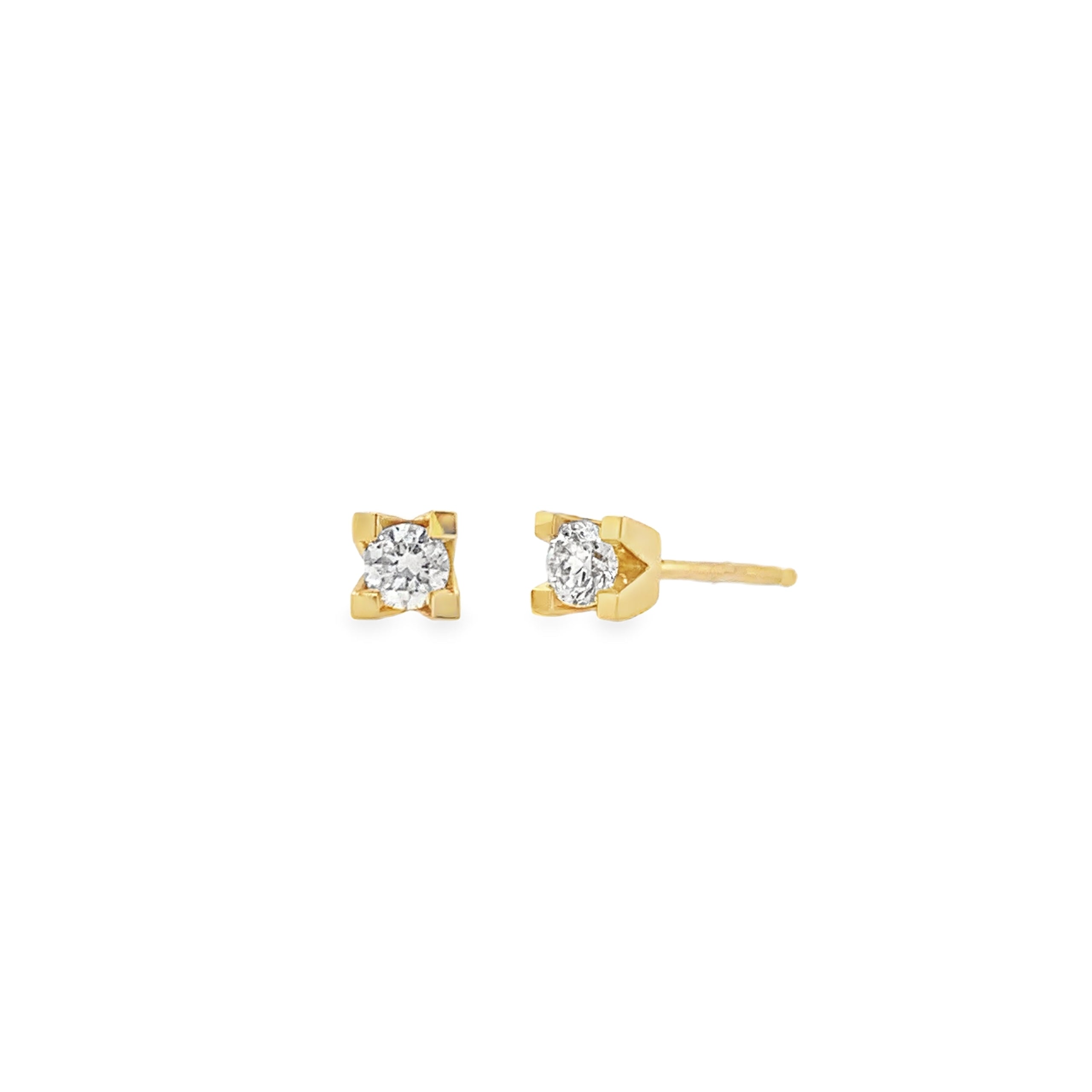 Earrings - 14k gold - diamonds