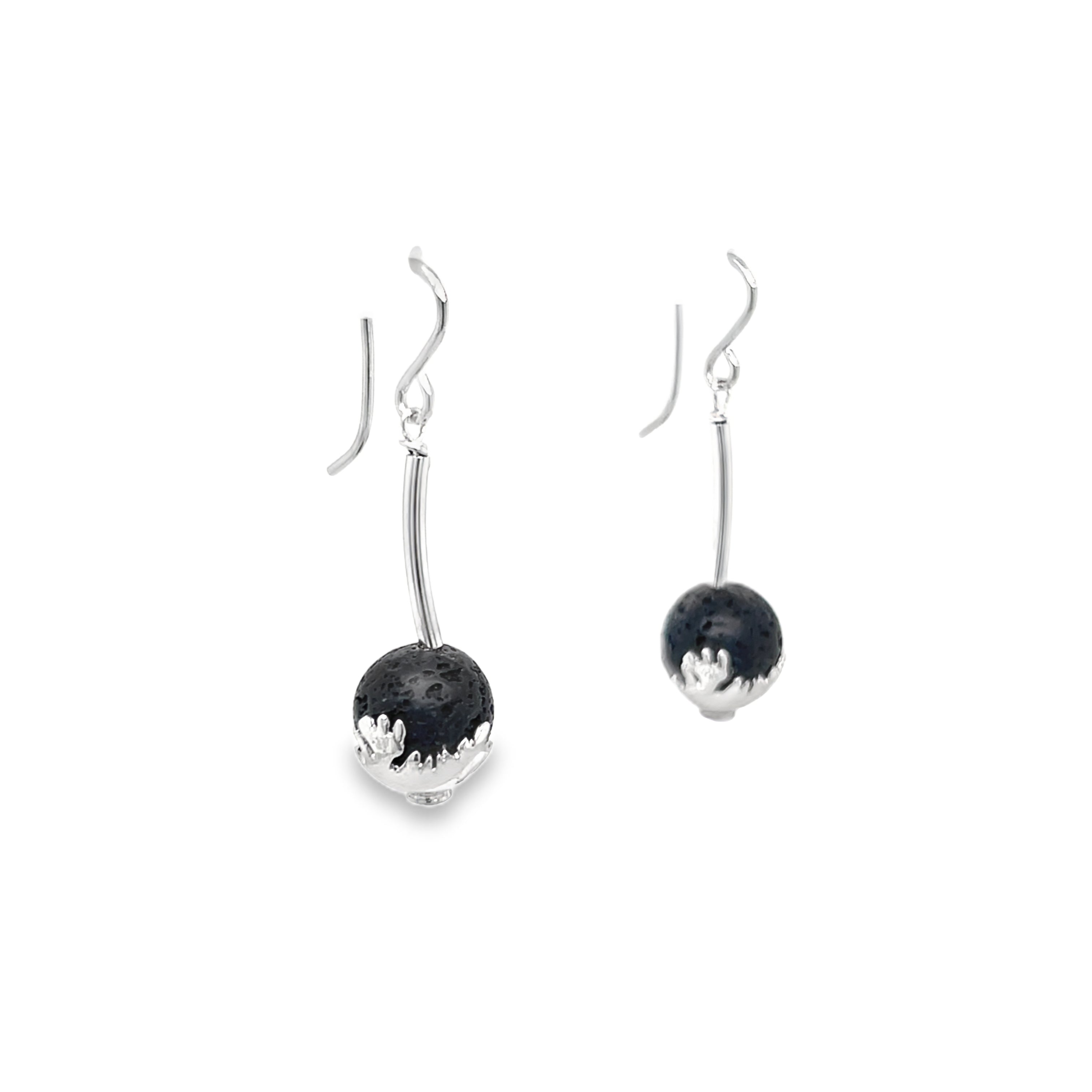 Earrings with map of Iceland - silver - lava