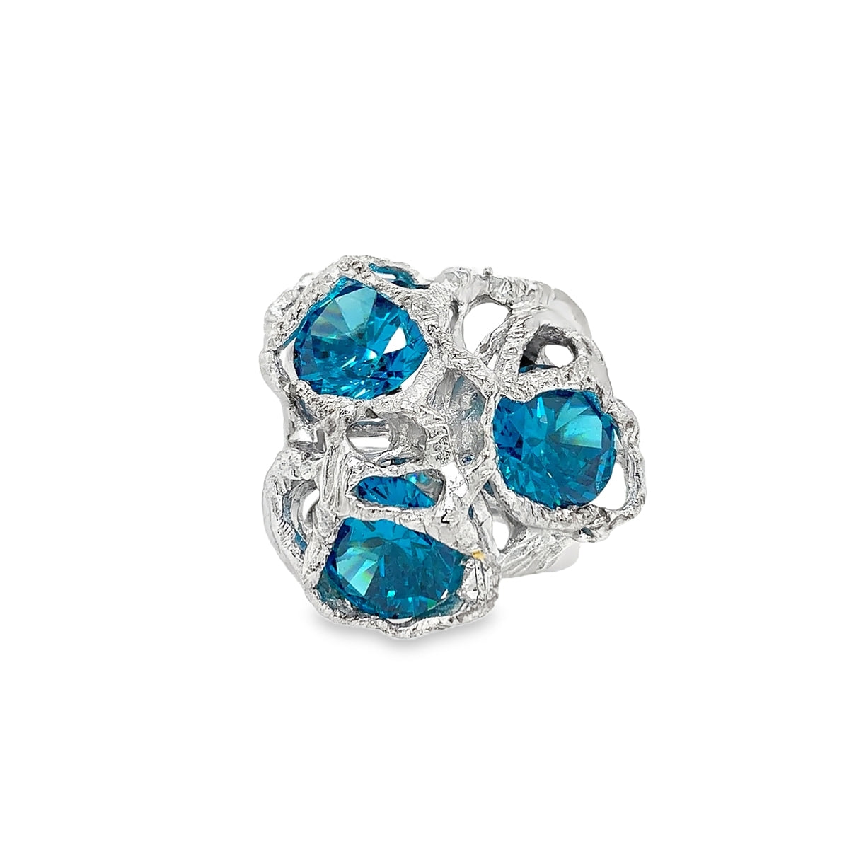 Silver ring with zirconia stones - XL