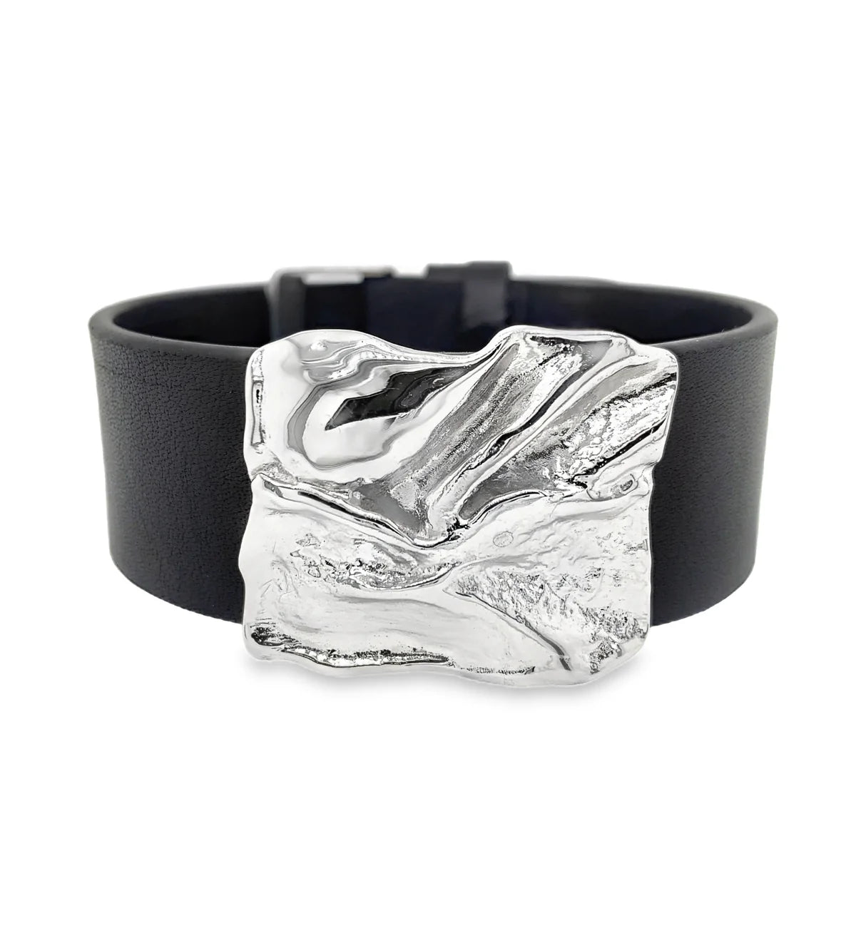 Leður armband og silfur hálsmen
