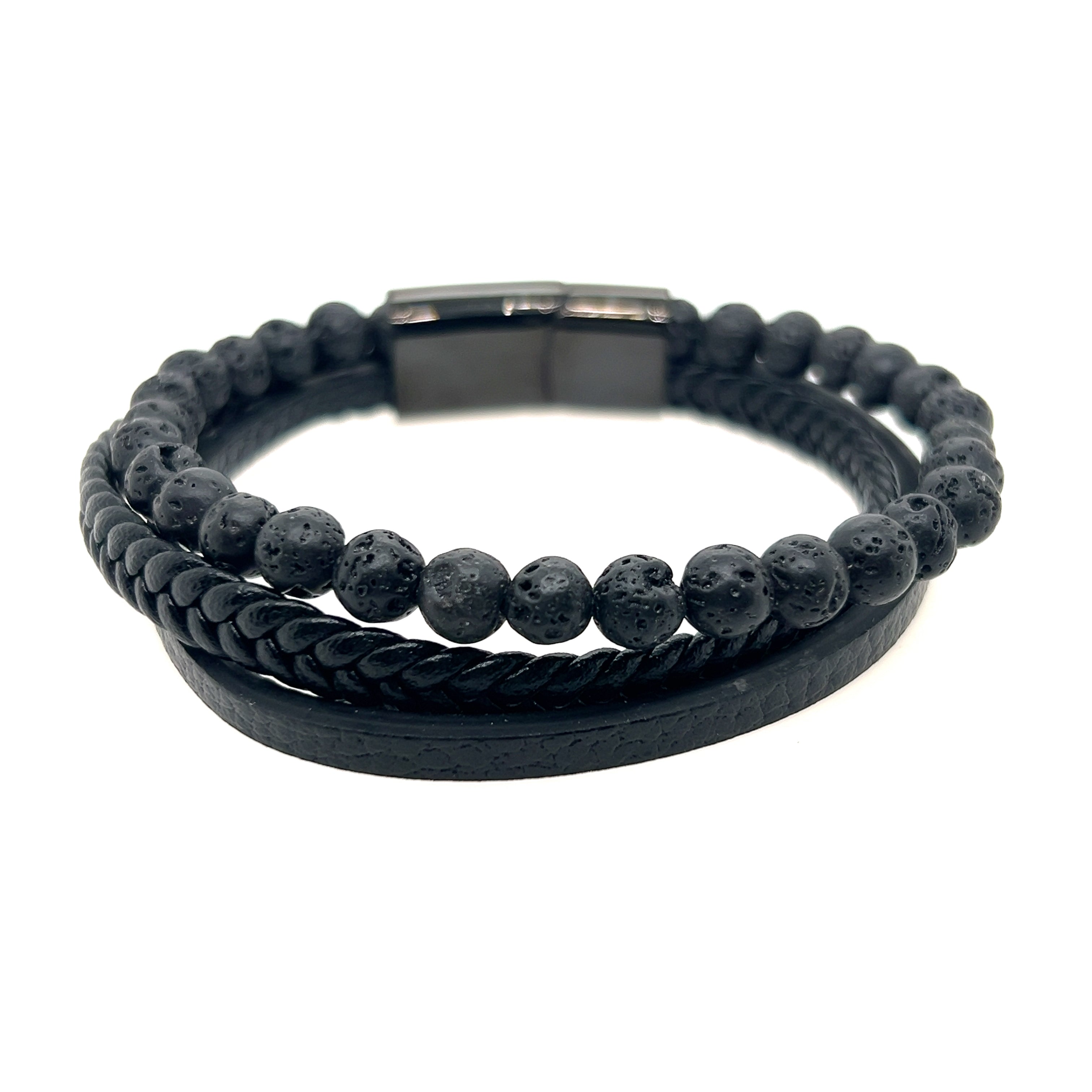 Armband - leður og hraun