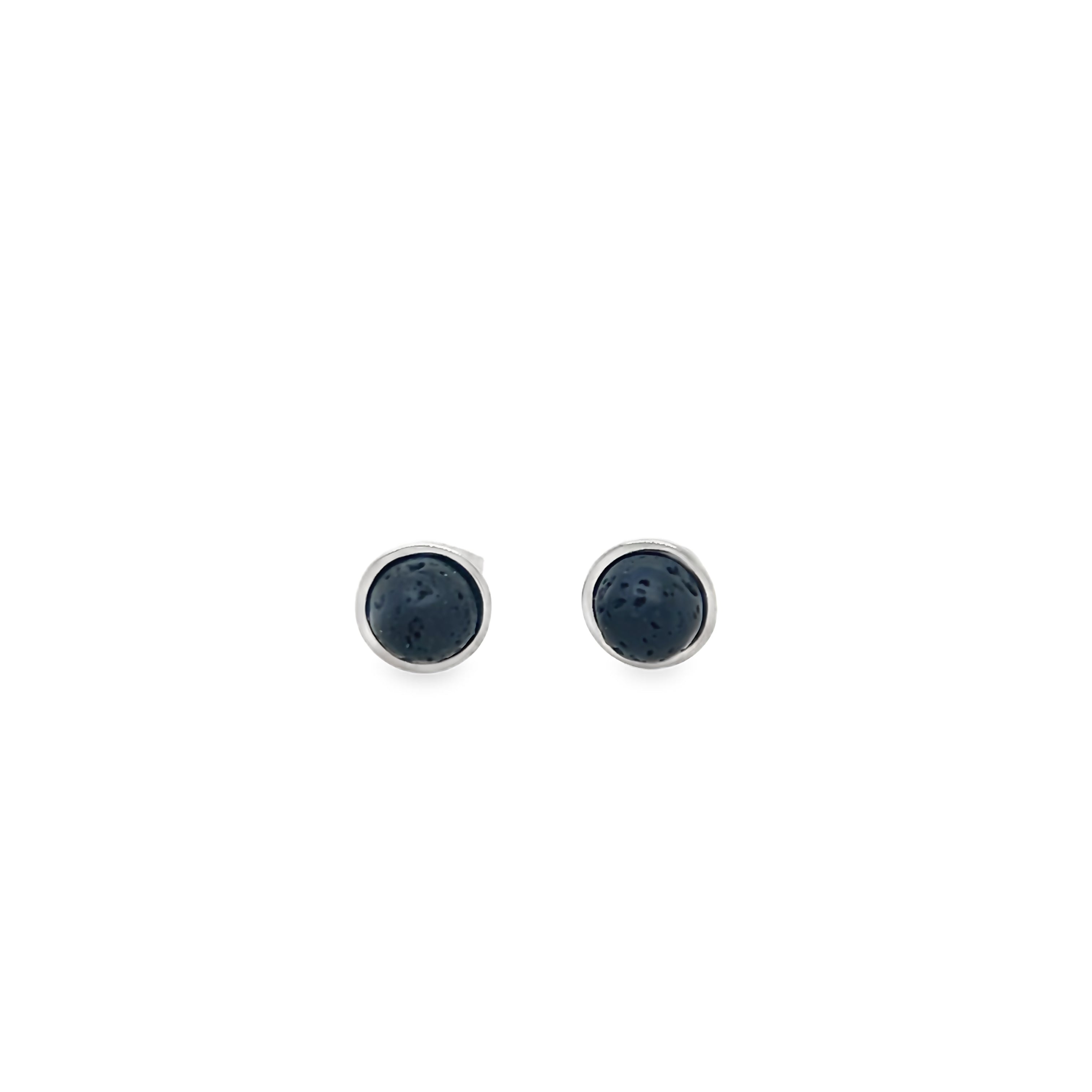 Silver earrings with lava - studs