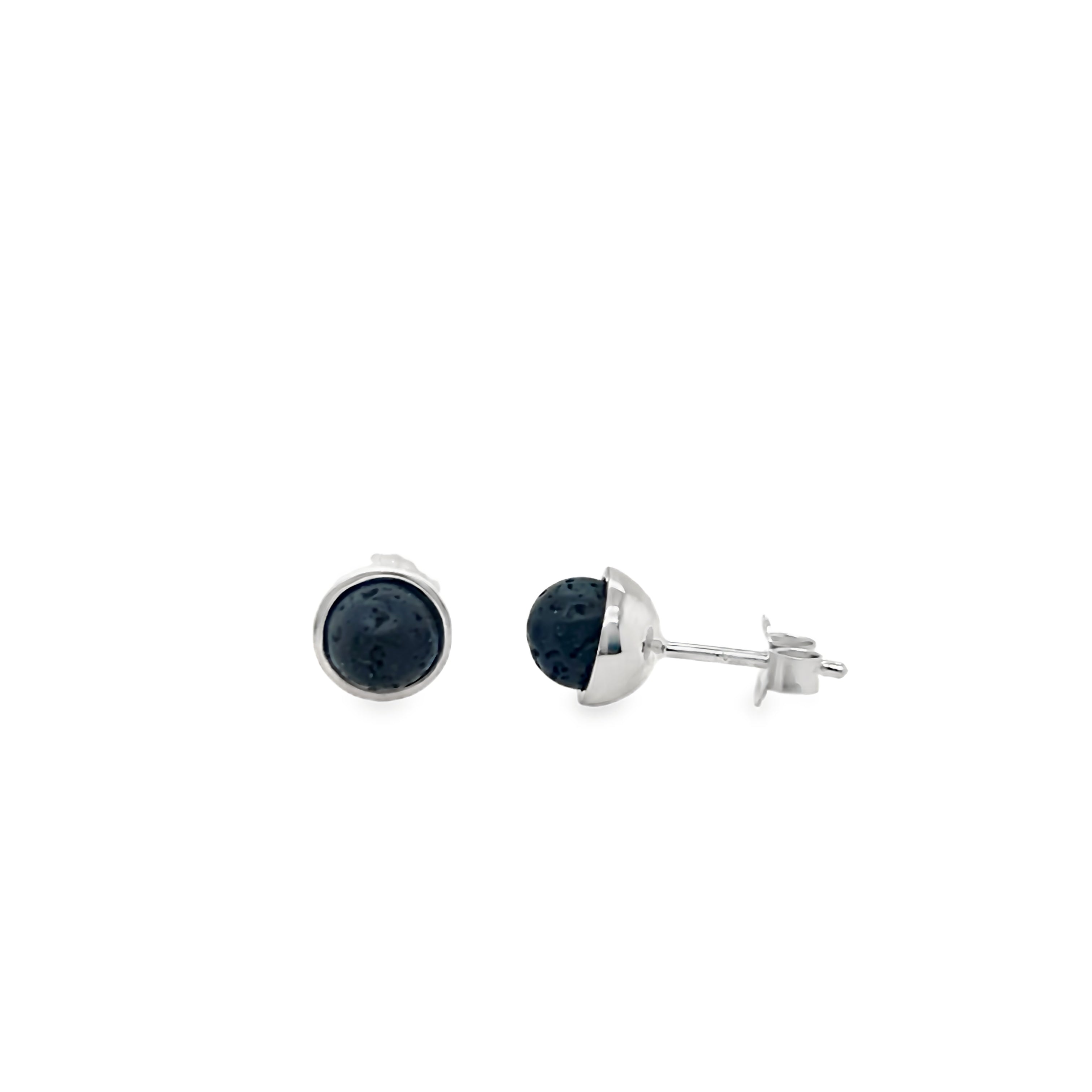 Silver earrings with lava - studs
