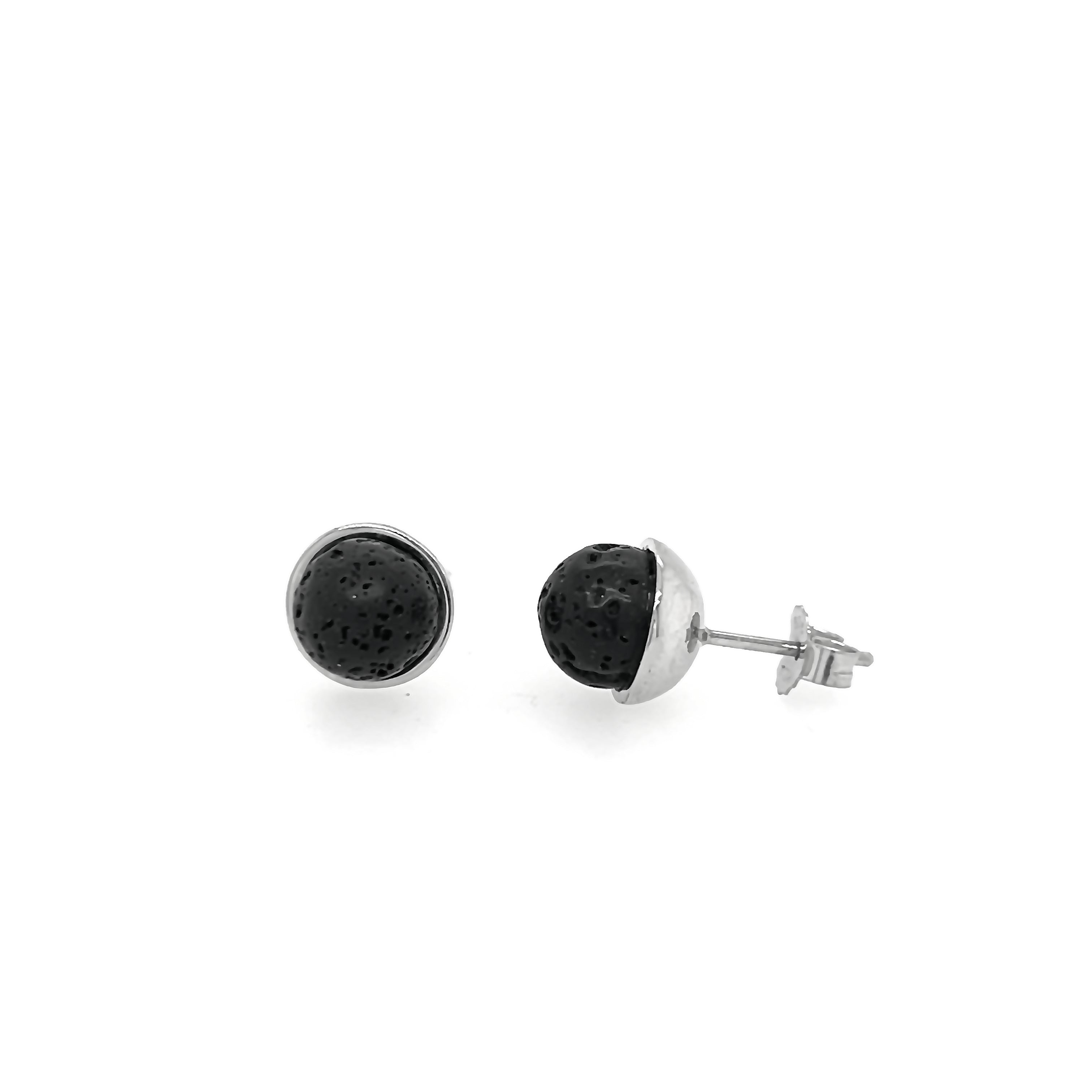 Silver earrings with lava - studs