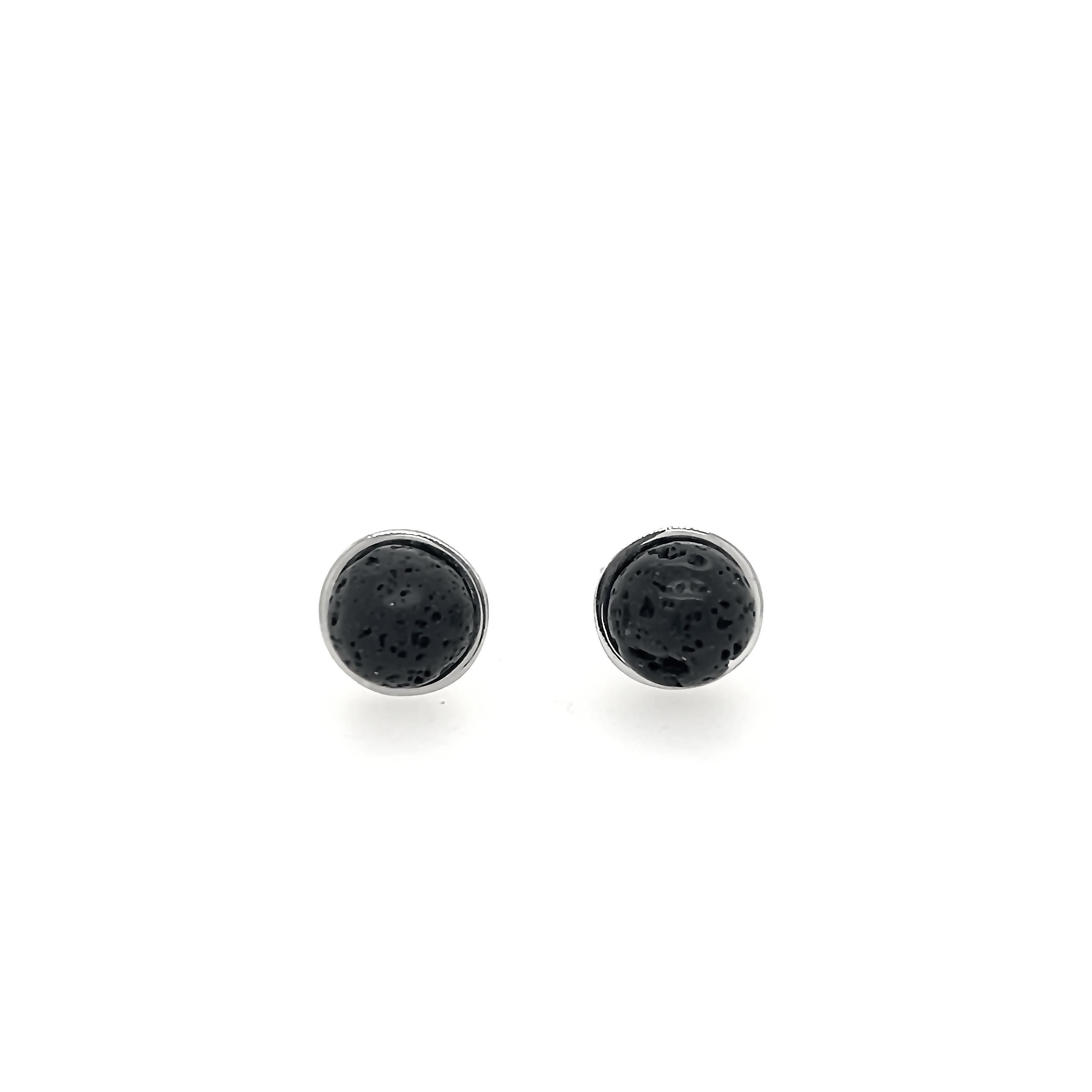 Silver earrings with lava - studs