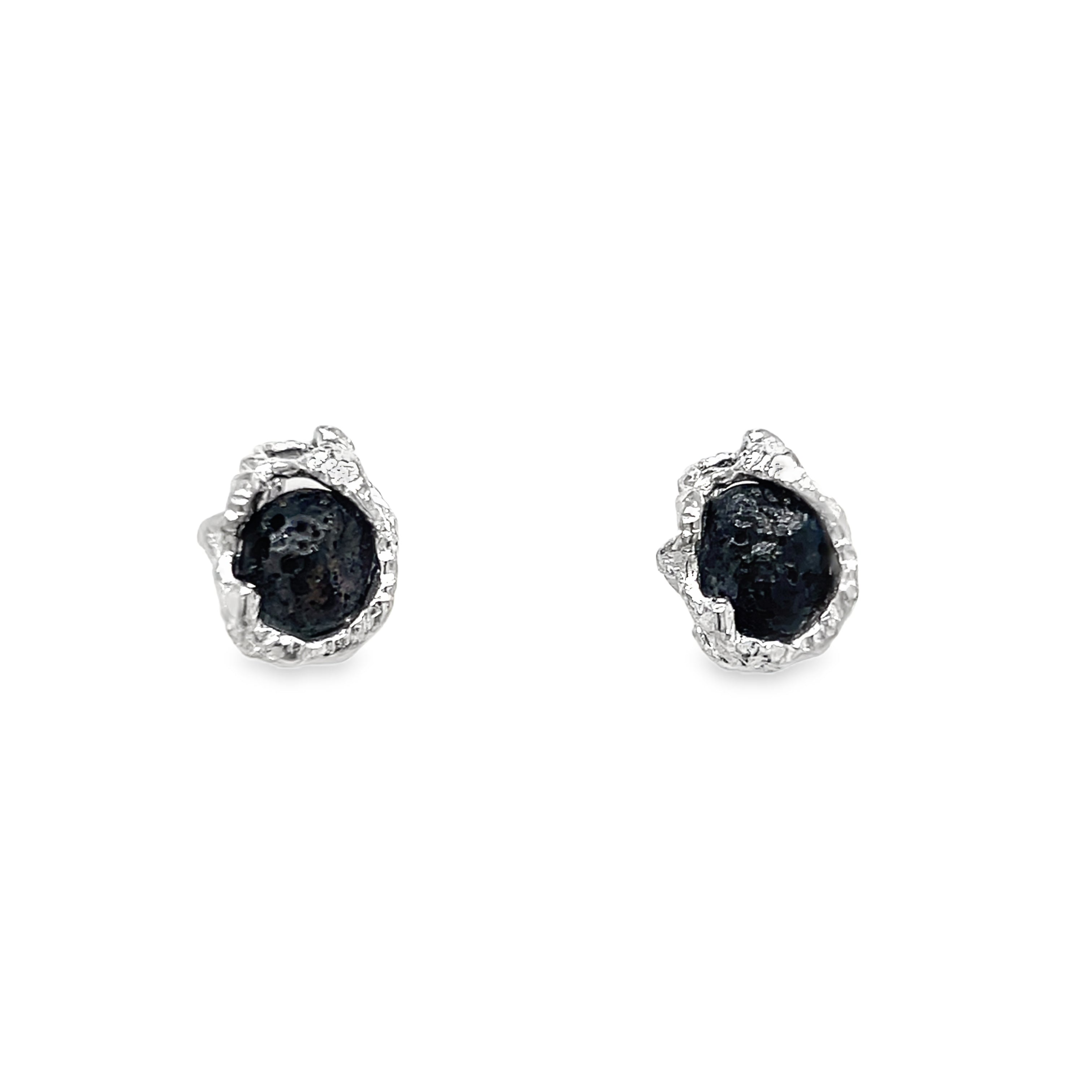 Silver earrings with Icelandic lava