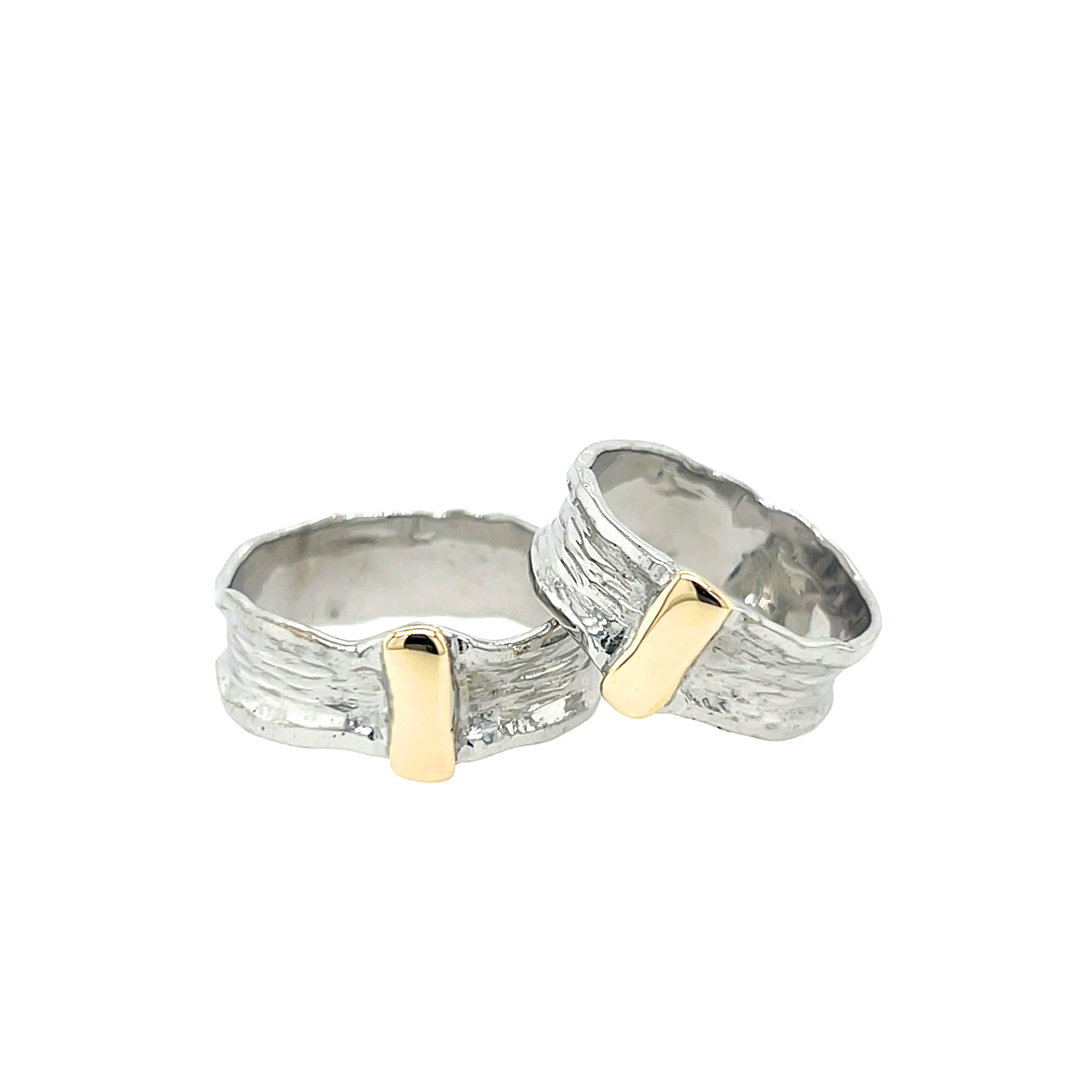 Wedding rings - 14k gold and silver - handmade