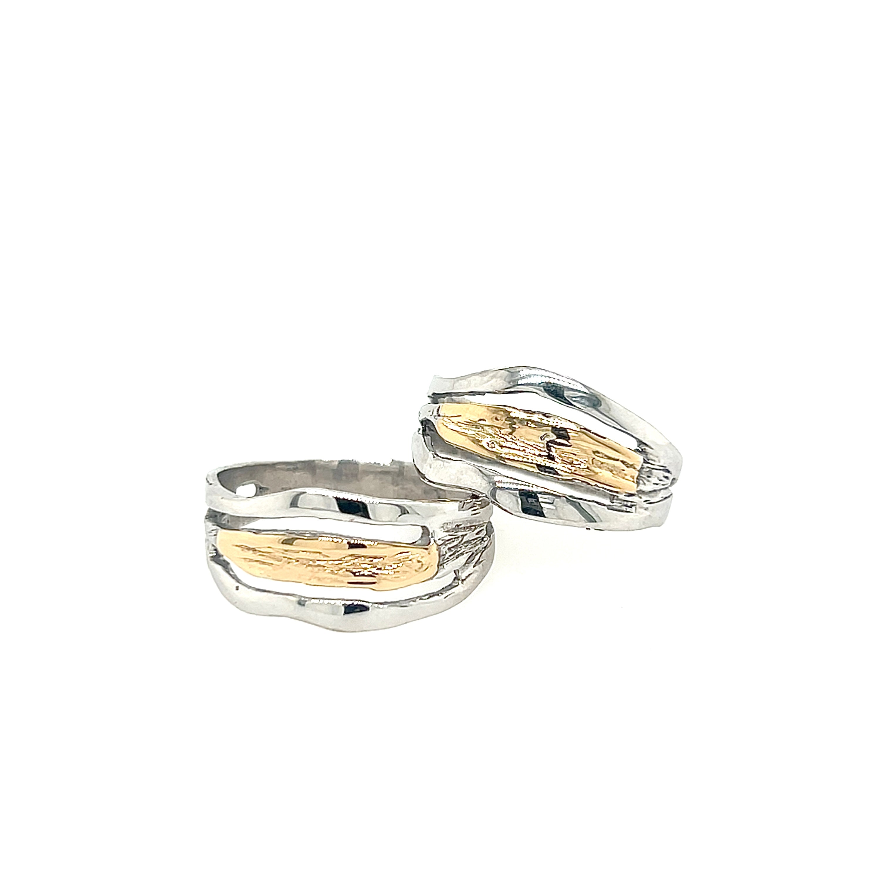 Wedding rings - 14k gold and silver - handmade