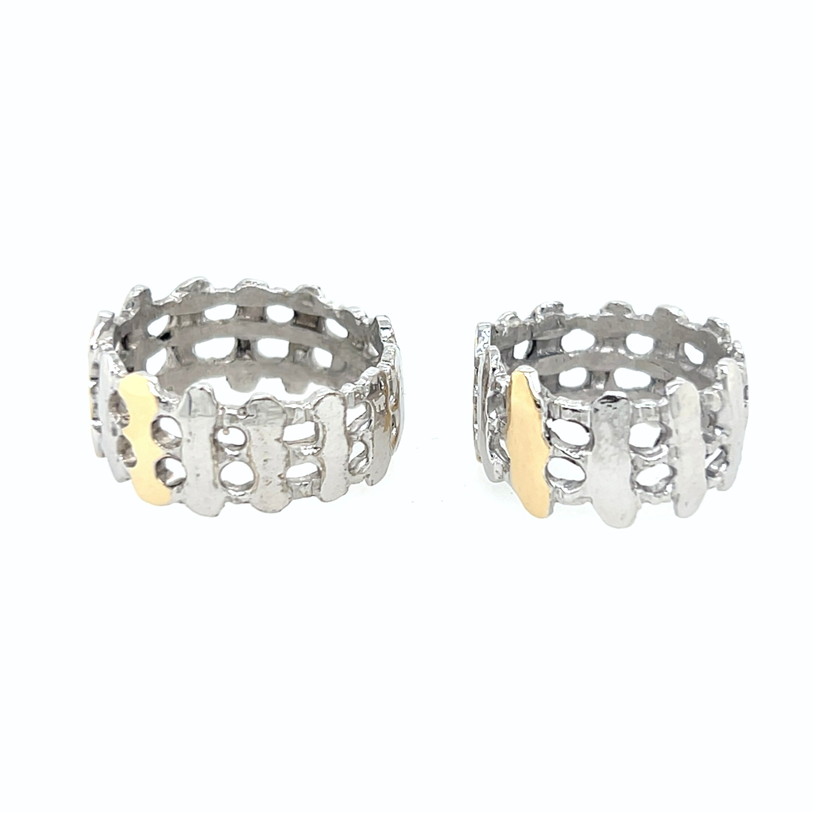 Wedding rings - 14kt gold and silver - handmade