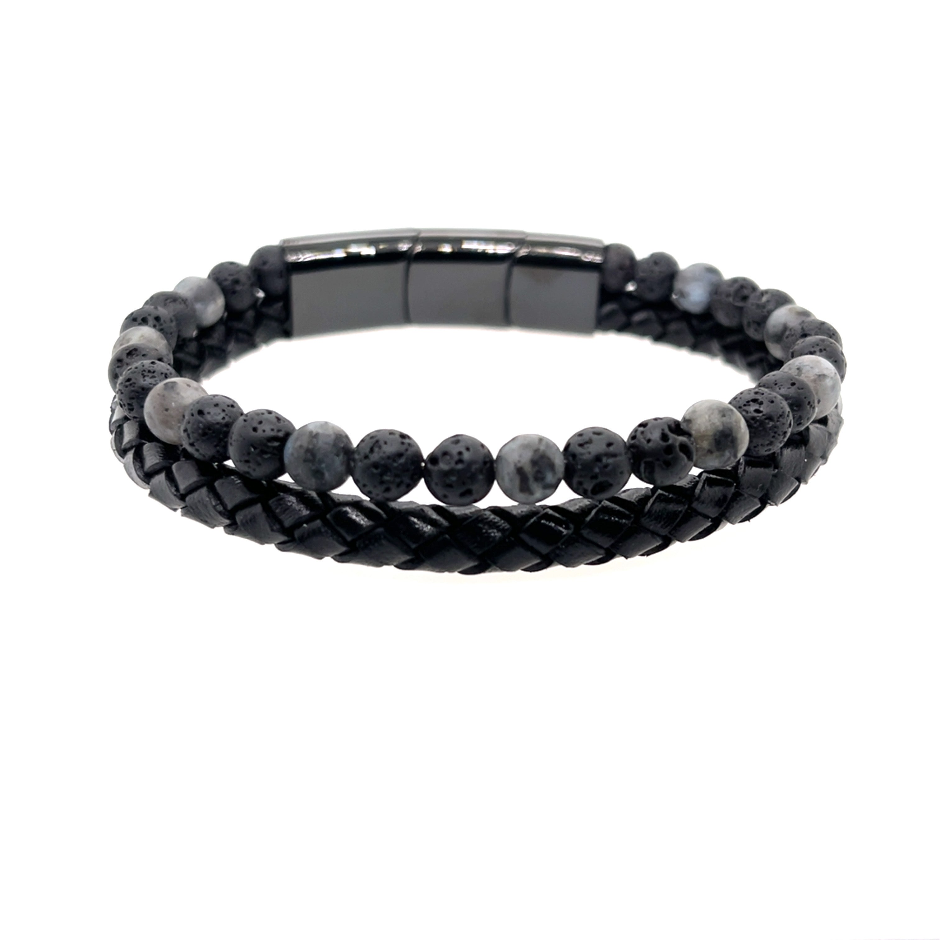 Armband - leður og hraun