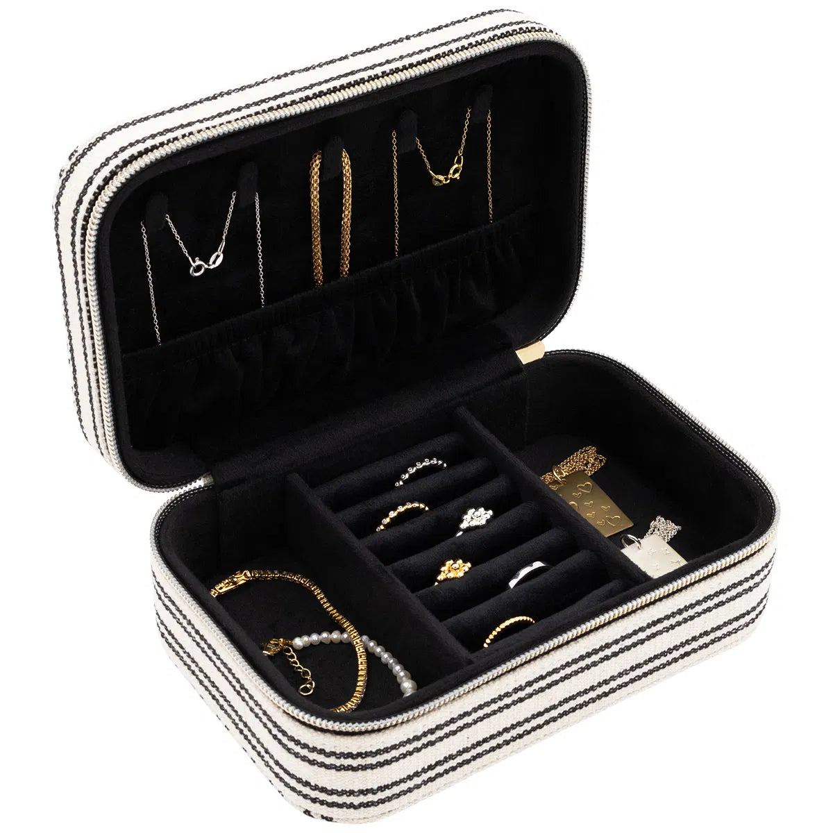 Skartgripaskrín - Ferða - Svart og hvítt