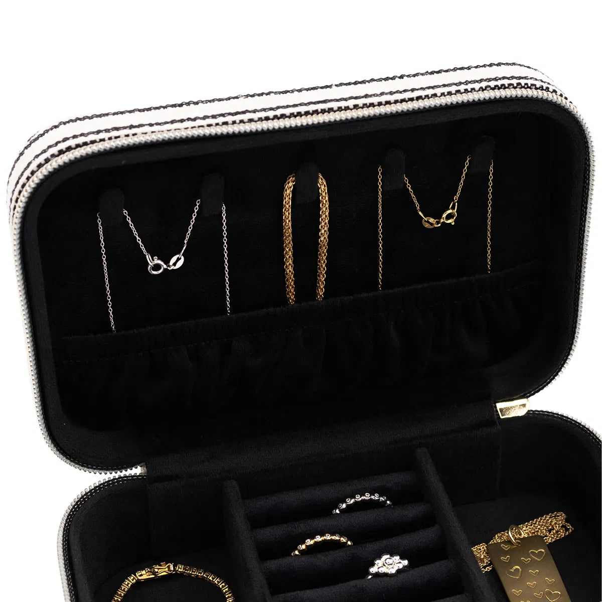 Skartgripaskrín - Ferða - Svart og hvítt