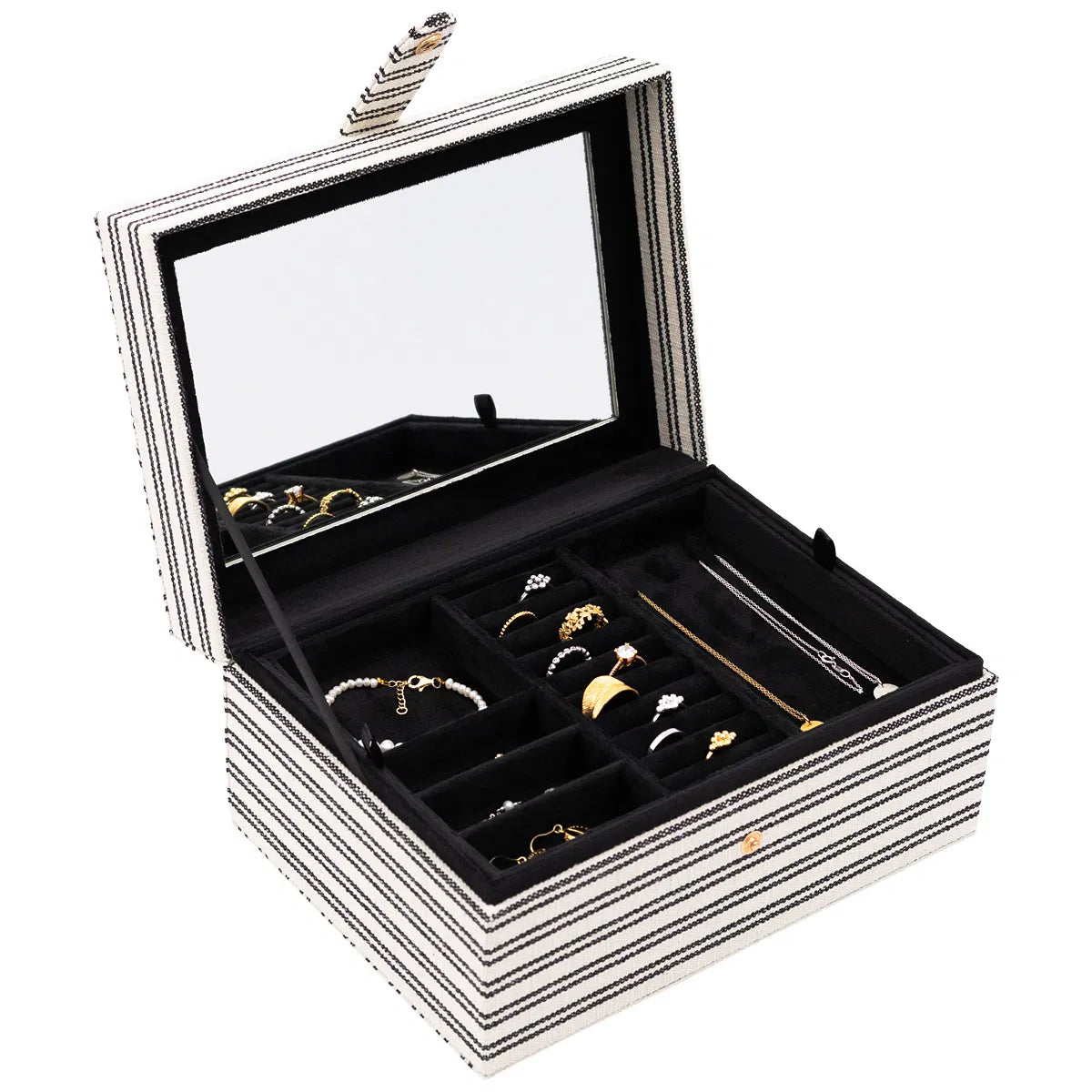 Skartgripaskrín - stórt - Svart og hvítt