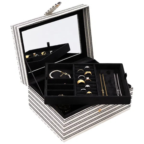 Skartgripaskrín - stórt - Svart og hvítt