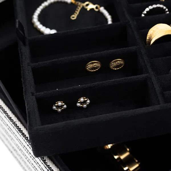 Skartgripaskrín - stórt - Svart og hvítt