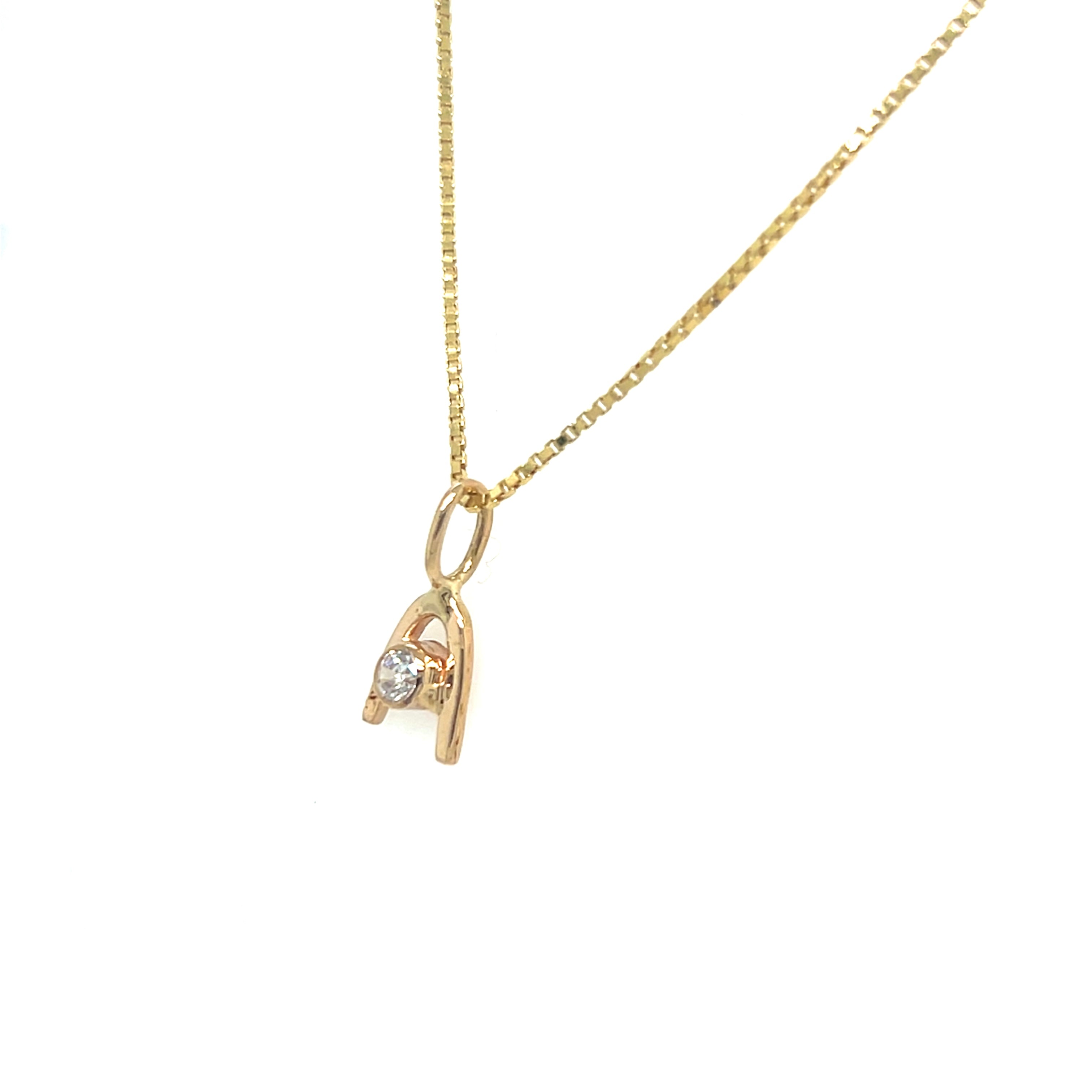Hálsmen - 14kt gull - Zirkon steinn