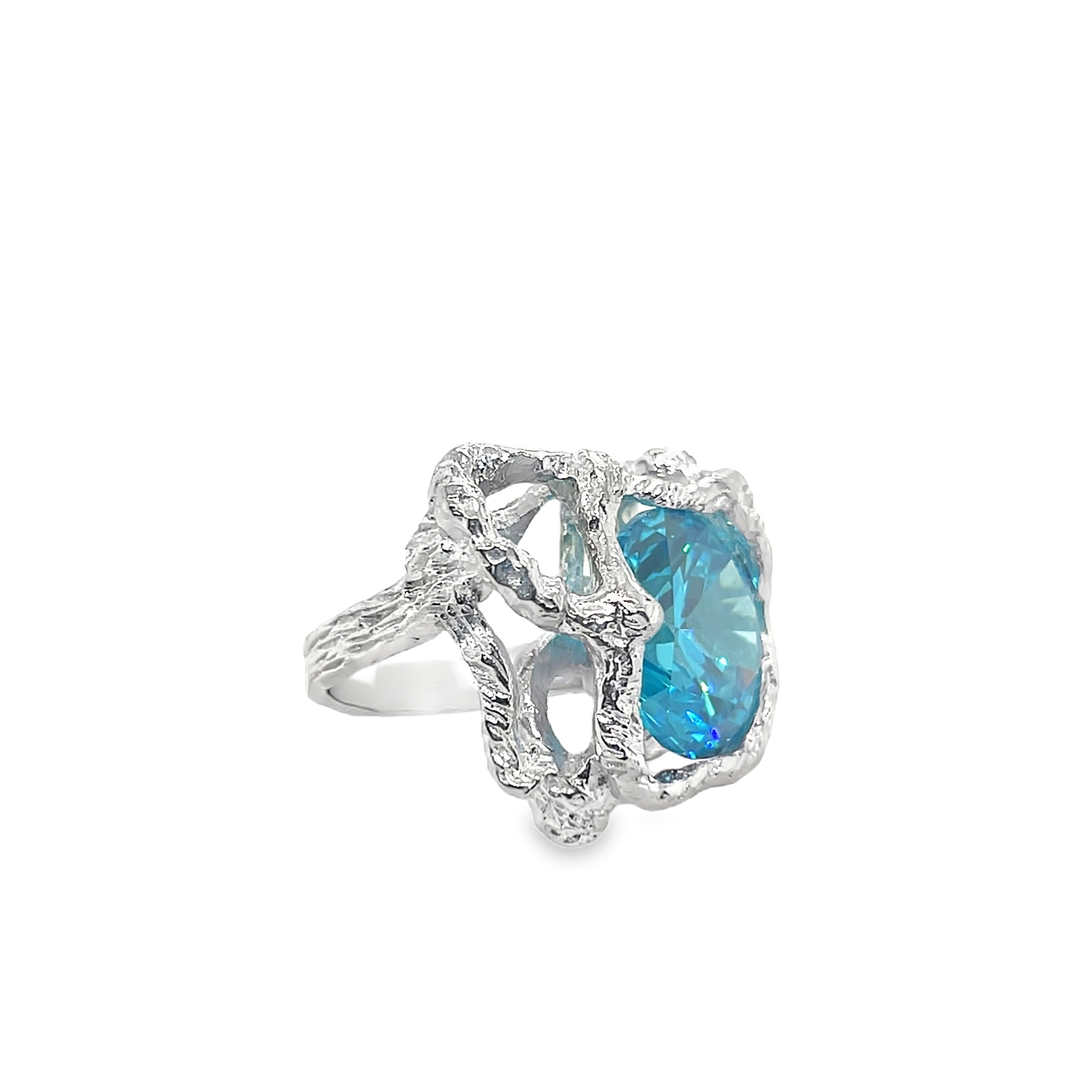 Silfur hringur með zirkon stein - XXL