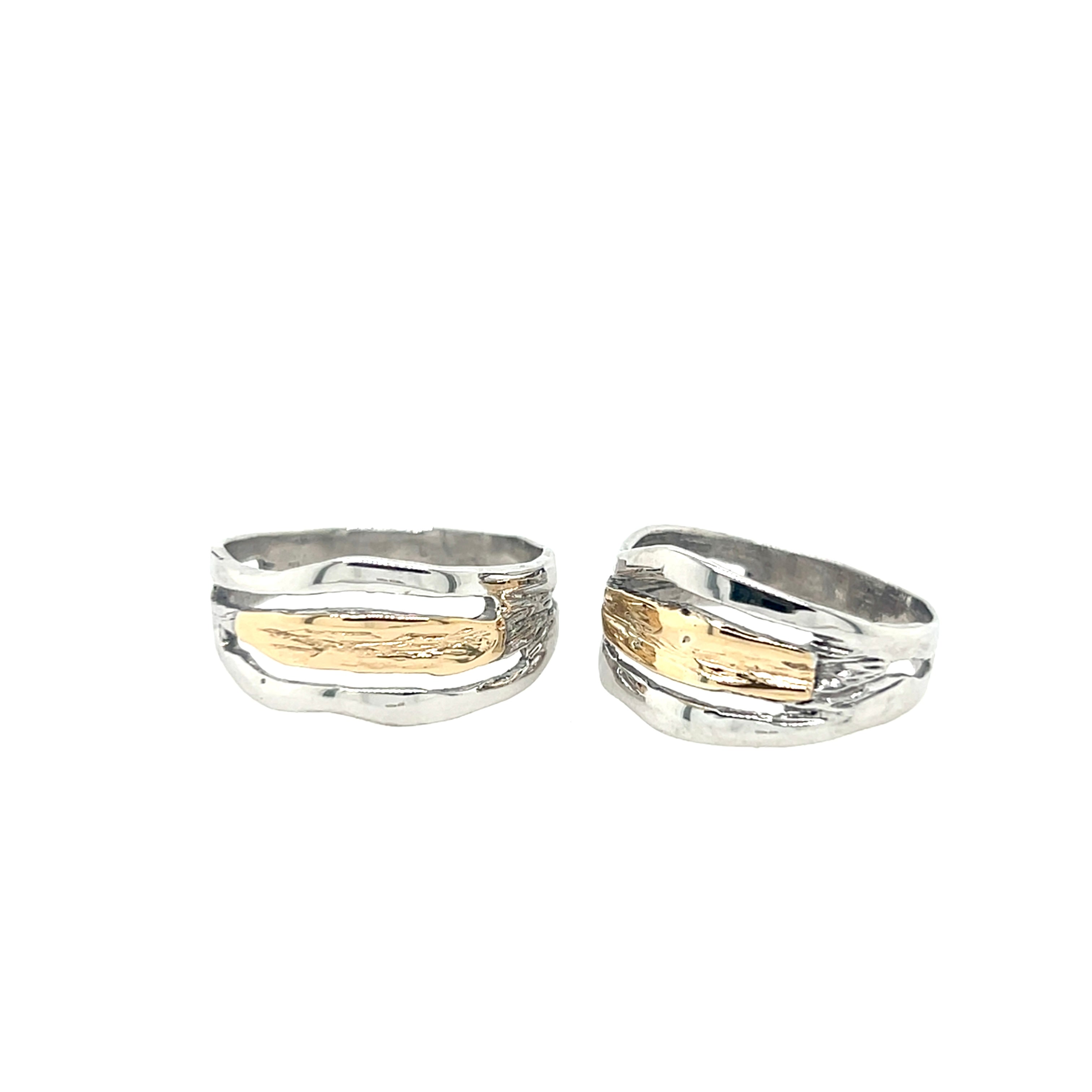 Wedding rings - 14k gold and silver - handmade